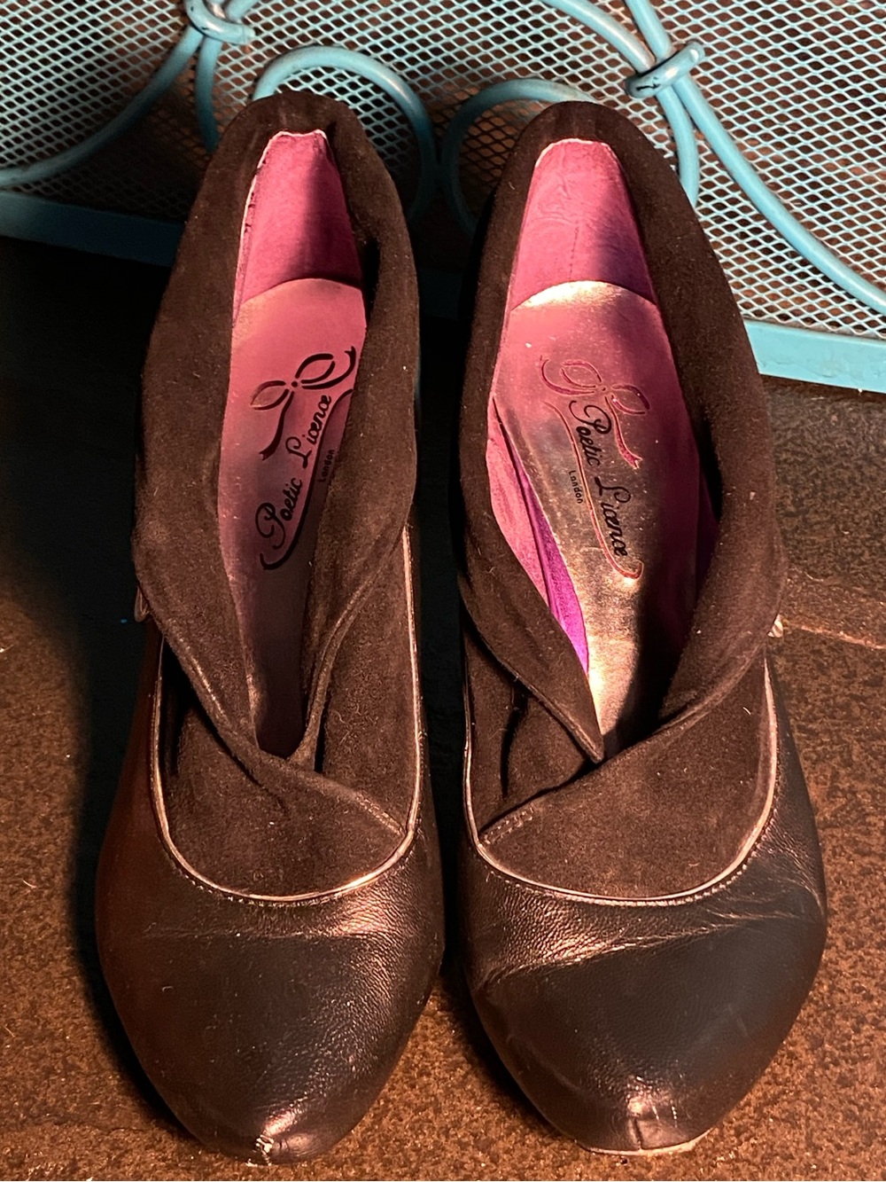 Irregular Choice Poetic License wedge heels,black leather/silver bow,collar,7 - Picture 2 of 14